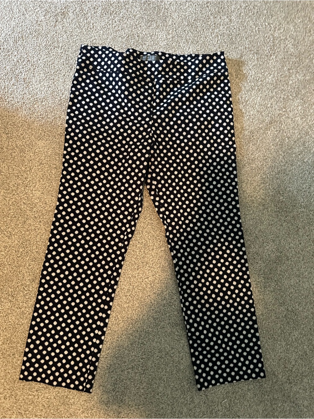 Black & White Polka Dot Mid-Rise Straight-Leg Pants